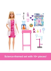 ​Barbie Scientist Doll and Accessories with Blonde Fashion Doll, Lab Table, Microscope, &amp; Color-Change Beaker &amp; Petri Dish Accessories
