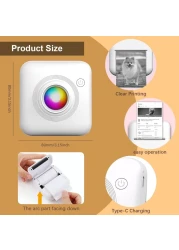 طابعة حرارية صغيرة محمولة - طابعة ملصقات بدون حبر وطابعة ذاتية اللصق لاسلكية تعمل بالبلوتوث للهواتف الذكية التي تعمل بنظامي التشغيل Android وiOS - صغيرة الحجم وقابلة للحمل وسهلة الاستخدام