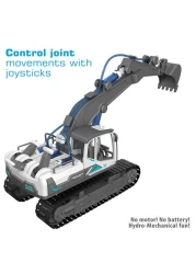 Little Story DIY Hydraulic Power Principle based 3 - IN - 1 Excavator / Bulldozer / JCB Toy (130 Pcs), STEM Series - Grey