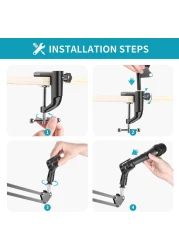 حامل مايكروفون قابل للتعديل بذراع مقصية ، حامل ميكروفون مصنوع من الصلب المتين لاستوديو البث الإذاعي ، استوديو الصوت ، المسرحيات ، ومحطات التلفاز (NB 39 ، أسود)