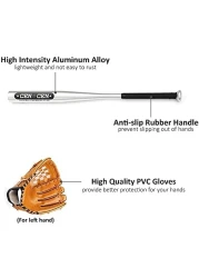 ULTIMAX Baseball bat with Lightweight Aluminum Alloy Baseball Bat and Glove, Teens Baseballs Set with Ball Carry Bag Safe &amp; Durable Ideal Gift Choice for all Player Baseball Gloves 30in-Silver