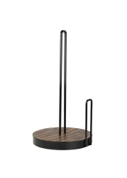 Farmhouse Paper Towel Holder for Kitchen Countertop Wooden and Wire Countertop Paper Towel Holder with Side Arm Kitchen Dining Decor Great for Jumbo Family Size Rolls