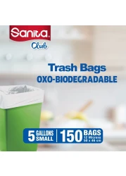 Sanita Club 5 Gallon Oxo-Biodegradable Small White 5 Garbage Bags