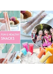 125 Disposable Ice Popsicle Mold Bags with funnel BPA Free Zip lock Freezer Tubes For Healthy Snacks Yogurt Sticks Juice Fruit Smoothies Ice Pops