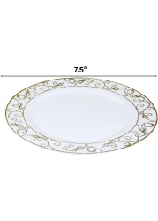 7.5'' White &amp; Gold Disposable Plastic Plates &ndash; 24g, Sturdy &amp; Elegant &ndash; Pack of 120 plates