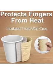 ماهمير® اكواب قهوة مموجة معزولة بلون بني للاستعمال مرة واحدة سعة 12اونصة، صديقة للبيئة للاستعمال مرة واحدة،اكواب ورقية مموجة للمشروبات الساخنة،اكواب قهوة ورقية بتصميم مموج للمشروبات 8أونصة.100 قطعة