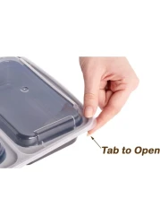 Go2Camps Alsaqer [20 Pack] Compartment Black Base With Lids Food Storage Container(32 Oz) Re32, Disposable Food Container, Meal Preparation Containers, Lunch Boxes Microwave, Freezer Safe