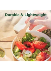 LAVISH [20 Pack] Biodegradable Wooden Cutlery Set with Napkin &ndash; Eco-Friendly &amp; Compostable Utensils &ndash; Disposable Knife, Fork, Spoon, and Napkin for Weddings, Parties &amp; Picnics