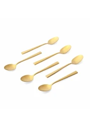LIFE SMILE - 12pcs Cutlery Set, 18/10 Stainless Steel, Flatware Set, 12pcs Dinner Spoon, Shine Gold, for Home Kitchen, Mirror Polished