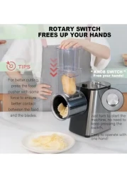 Vegetable Cutter Electric Vegetable Slicer Stainless Steel Cheese Grater 250 W Upgraded Large Calibre Chopper Kitchen Spiral Cutter Multifunctional With 5 Blades 220 V