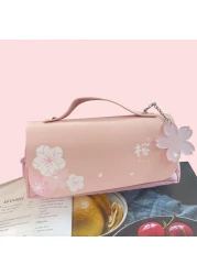 JELLYEA Kawaii Cherry Blossom Pencil Bag Pink Sweet Pencil Case Large Capacity Stationery Pouch School Supplies Makeup Bag Pink