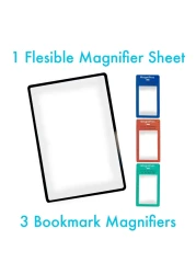 MagniPros Premium 3X 300 Page Magnifying Lens with 3 Bonus Bookmark Magnifiers for Reading Small Prints Low Vision Aids Solar Projects