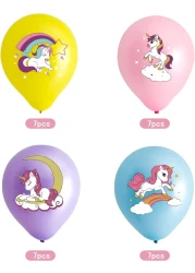 Generic 28 Pcs Unicorn Balloons, 12 Inch Latex Balloons Pack, Suitable For Unicorn Themed Decorations For Children's Birthday Parties, Multicoloured Balloons For Kids Birthday Party Decorations