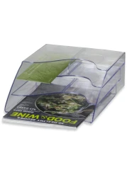 Officemate MultiUse Literature Holder 6 Pockets for 4125 Inch Wide Leaflets or 3 Pockets for Letter Size Sheets or Folders Clear 22914