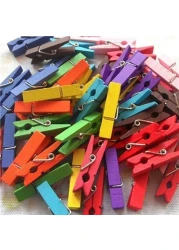 lavish 50 Pcs/lot Mini Wooden Craft Pegs Clothes Paper Photo Hanging Spring Clips Clothespins For Message Cards 30mm Random Color