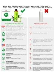 Seven MineralsAloe Vera Gel 99 Organic Big 12 oz NO XANTHAN so it Absorbs Rapidly with No Sticky Residue made from REAL JUICE NOT POWDER