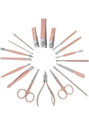 Generic Set 18 Pieces Manicure Set Stainless Steel Professional Nail Clippers Pedicure Tools For Hand Foot And Face Care