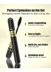 2in1 Vibely Mascara 5X Longer Lengthening And Thickening Mascara Waterproof Black Volume And Lengh Mascara SmudgeProof Non Clumping Long Lasting Eye Makeup