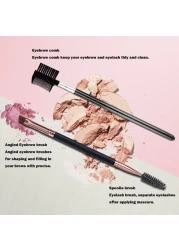 Duo Eyebrow Brush Eyebrow Brush Eyelash Comb and Eyebrow brush Professional Angled Eye Brow Brush and Spoolie Brush Set BlackBlack