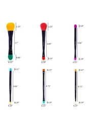 SHANYVegan Makeup Brushes LUNA 6 PC Double Sided Travel Make up Brushes with 12 unique Bristles with Brush storage Pouch Synthetic