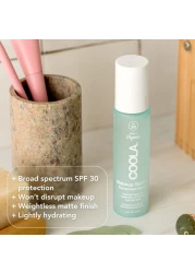 COOLA Organic Makeup Setting Spray with SPF 30 Hydrating Makeup Protection Sunscreen made with Cucumber Aloe Vera Dermatologist Tested Alcohol Free 15 Fl Oz