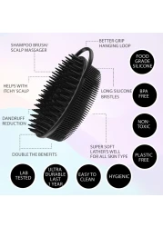 Avilana Style 3 2in1 Exfoliating Silicone Body Scrubber Shampoo Brush Scalp Massager Hygienic Shower Loofah Sponge Alternative for Deep Clean Soft Skin