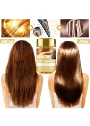 Keratin Hair Treatment Serum,60 Capsules Hair Treatment Oil for Dry Damaged Hair,Hair Oil with Keratin,Argan Oil-Leave-in Anti Frizz Conditioner with Vitamins A, C, E &amp; B5- No Rinse for All Hair Types