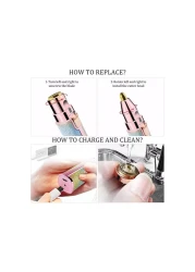2 in 1 Eyebrow Trimmer &amp; Facial Hair Remover for Women, Rechargeable Eyebrow Razor and Painless Hair Removal, Hair Trimmer and Body Shaver for Lips Nose Face with Two Replacement Heads &amp; LED Light