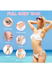 Hard Wax Beads Professional Wax Beads for Hair Removal 400g Hair Wax with 10 Pcs Wood Sticks for Full Body Brazilian Bikini Face Legs Eyebrow Painless at Home for Woman Men