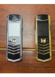 Luxury Vertue Mini Phone V10 &ndash; Unlocked GSM Keypad Cell Phone with Leather Back Cover, Dual SIM, Bluetooth, and Long Battery Life