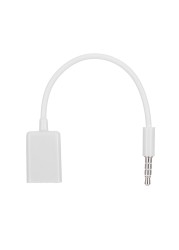 Generic-3.5mm Male Car AUX Audio Jack to USB 2.0 Female Adapter Converter Cord OTG Cable (White)