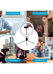 Generic-10inch LED Desktop Video Ring Light Selfie Lamp With Desktop Tripod Stand USB Plug For YouTube Tik Tok Live Streaming