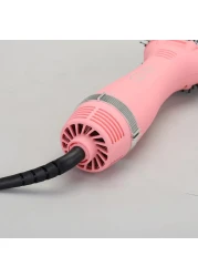 ENZO EN-6210 75mm Volumizing Blowout Brush &ndash; 1500W 3-in-1 Hair Dryer, Straightener, TurboDry Technology, Ionic Anti-Frizz Bristles, 3 Heat Settings &amp; 2 Speeds &ndash; Pink &ndash; Intl Version