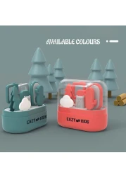 مجموعة العناية بأظافر الأطفال 6 في 1 من إيزي كيدز مع مقص أظافر ومقص ومبرد أظافر وملعقة تنظيف الأذن وملقط - مجموعة مانيكير وباديكير للمواليد الجدد والرضع والأطفال - باللون الأحمر