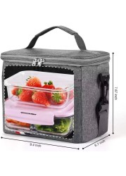 MahMir Lunch Bag Insulated Lunch Box Large Portable Cooler Tote bag for Men Women Adult for Office shoulder handbag Leakproof Water resistant (Grey)