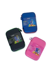 ماكسي مجموعة أدوات مكتبية بحافظة أقلام مزدوجة السحاب باللون الوردي