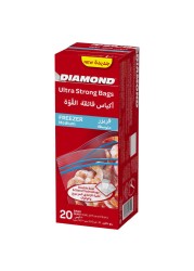 دايموند أكياس التجميد بسحاب بحجم متوسط 20 كيس - شفاف