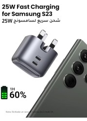 شاحن UGREEN Nexode 45W GaN شاحن USB مزدوج من النوع C قابل للطي 45W