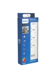 Philips Power Multiplier Extension Socket With 3 USB Ports White 3W