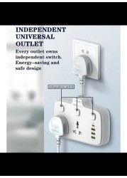 2 AC Outlets Portable Electrical Extension Socket