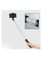 بنرو مي فوتو BK15 حامل ثلاثي القوائم صغير وعصا سيلفي مع جهاز تحكم عن بُعد - أسود وأزرق-