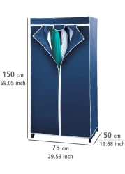 FITTO Wardrobe Storage Organizer &ndash; Breathable Nonwoven Fabric Closet with Zip Closure, Sturdy Metal Frame, Space-Saving Design for Dust-Free Textile Storage, Blue, 75 x 150 x 50 cm
