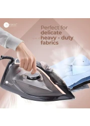 AFRA Steam Iron, 2600W, 350ml capacity, Black &amp; Gold, Ceramic Coated Soleplate, Vertical Steam, ESMA Approved AF-2600IRBG, 2 Years Warranty.