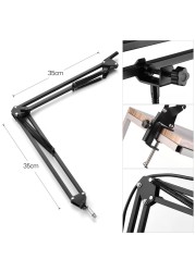 Generic-Professional Broadcasting Studio Recording Condenser Microphone Kit with External Sound Card + Mic Windscreen + Shock Mount + Adjustable Suspension Scissor Arm Stand + Mounting Clamp + Pop Fil