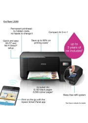 EPSON Ecotank L3250 Home Ink Tank 3-In-1 Colour Printer With Wifi And Smartpanel App Connectivity Black