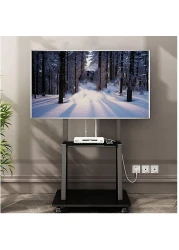 TV Stand with Wheels: Mobile TV Trolley with Mount For 32-80 Inch LED LCD Oled Flat Curved Screen Floor TV Cart Portable Rolling TV Monitor Shelf with Heavy Duty Base