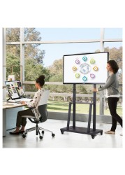 HYX Mobile TV Cart TV Stand With Lockable Wheels for 32 to 75" Inch Plasma LCD LED Flat or Curved Screen TVs up to 100lbs - Height Adjustable (32-75 inch)