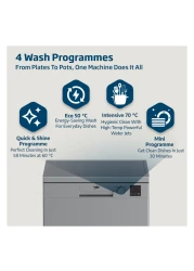 Beko Freestanding Dishwasher 13 Place Settings, 4 Programs, 2 Racks, A++ Energy Rating, Quiet Operation(49 dBA),Stainless Steel Tub, DVN04X20S(Silver)