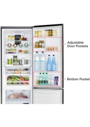Hitachi Bottom Freezer Refrigerator Glass Black 320L Net Capacity RBG410PUK6GBK