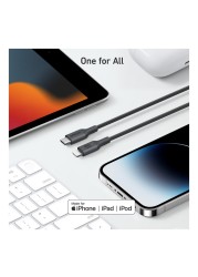 أنكر كابل شحن USB-C إلى لايتينج لمزامنة البيانات أسود 3 قدم